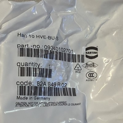 Harting socket insert Han 10HvE-F-s 09340102701 10 HVE-BU-S 16A 830V NEW