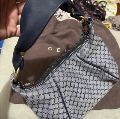 バッグ archive CELINE Shoulder bag Y2K Vintage Vintage CELINE y2k Blue Macadam Monogram Canvas Hobo Shoulder Bag