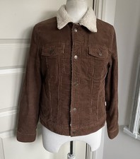 HOWIES Sherpa Lined Trucker Jacket Size S Brown Corduroy Unisex