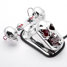Chrome Motorcycle Skull Led Brake Stop Tail Light Turn Signals Lamp For Harley