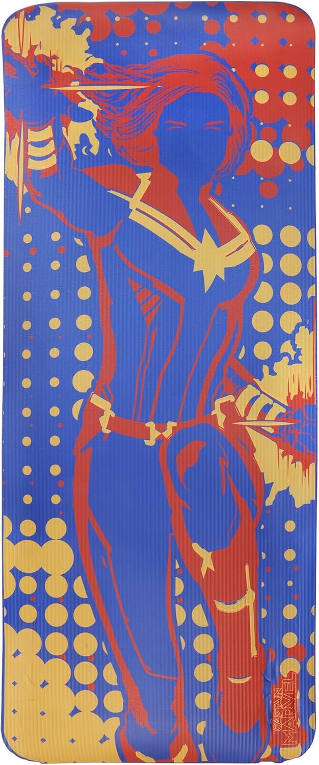 Marvel Captain Marvel Non-Slip NBR Fitness Workout Exercise Mat
