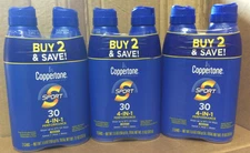 Coppertone Sport 4-in-1 Performance SPF 30 Sunscreen Spray 5.5 oz 02/2026, 6CANS