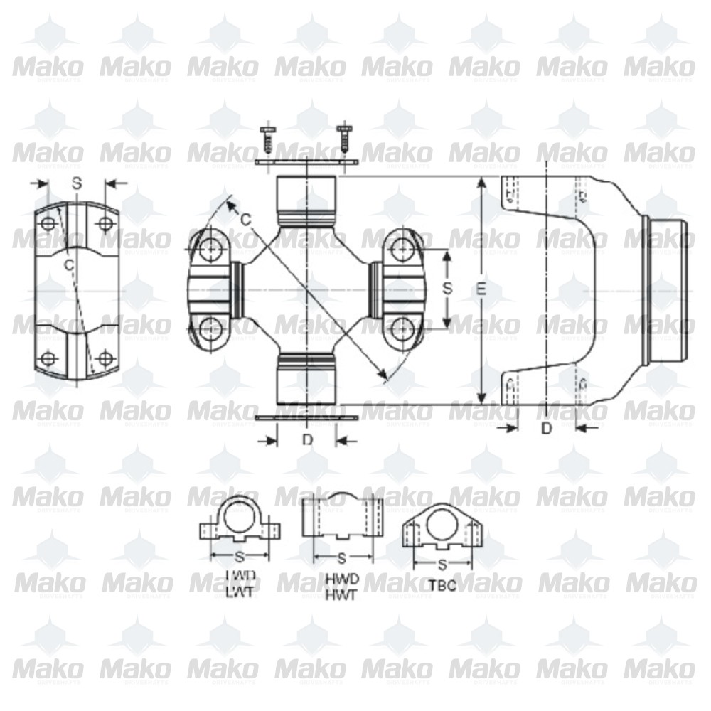 Junta Universal Spicer 5-9111X Engrasable. Calidad Italiana Para Transmisiones (Serie 9C Italcardano)