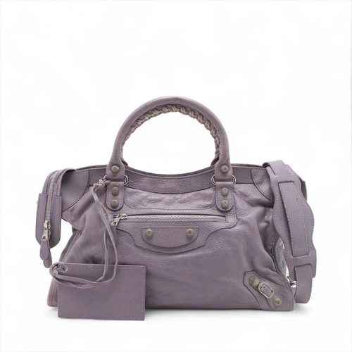 Balenciaga The city Leather 2 Way Handbag Purple 231770 Mirror Included
