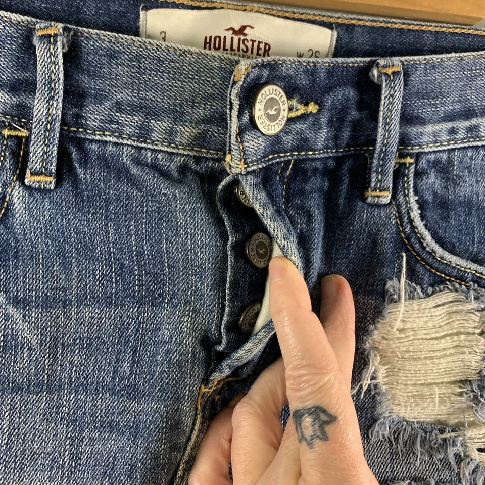 Hollister 女式 Y2K 微型迷你牛仔裤,尺寸 3 百褶荷叶边 Coquette 学院风 — 第 2/4 张图片