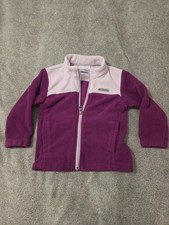 Columbia Girl's Fleece Jacket Size 2t Purple Full Zip Pockets Logo Outdoor