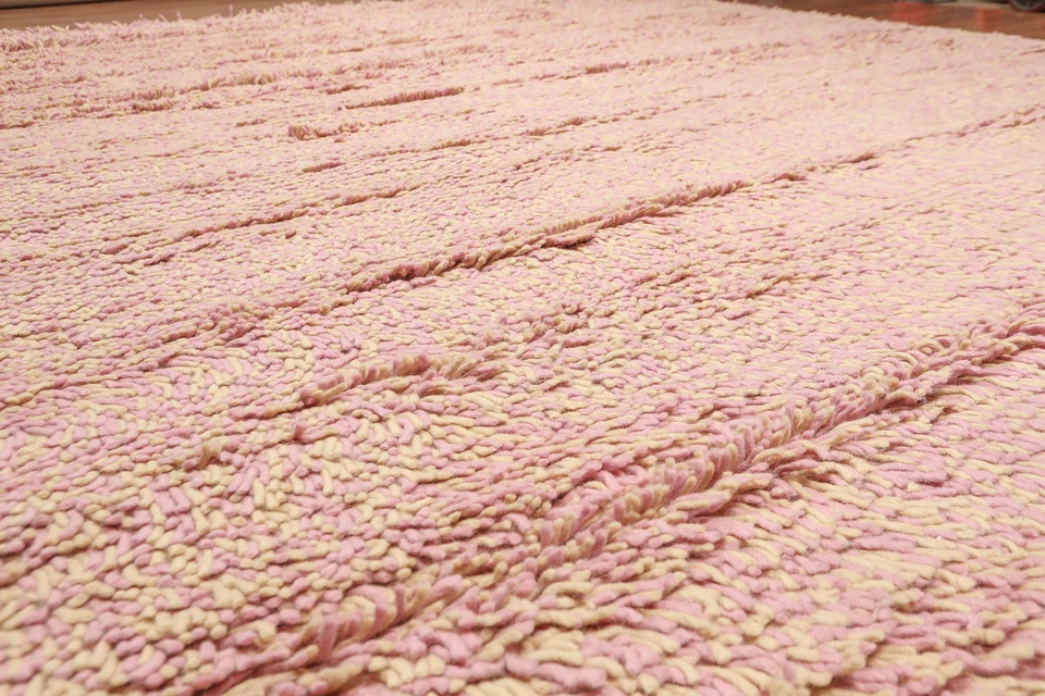 9'x12' Ivory Hand Woven Modern & Contemporary Hip Shag Wool Oriental Area Rug - Image 3 of 4