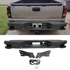 Black Rear Bumper w/Corner Steps For 1999-2006 Chevy Silverado GMC Sierra 1500