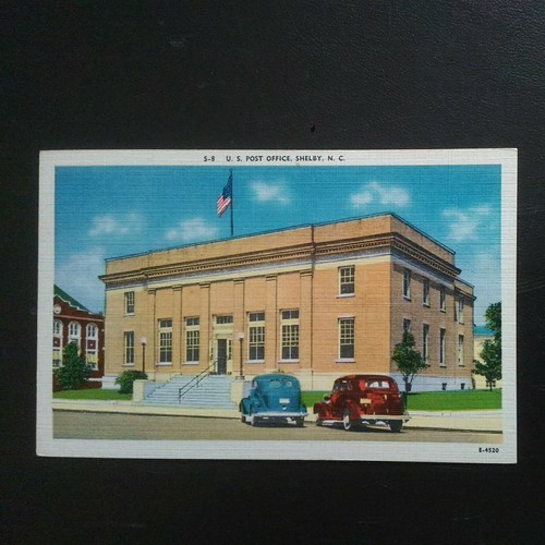 SHELBY, NC * U.S. POST OFFICE * VINTAGE UNPOSTED LINEN - Picture 1 of 2