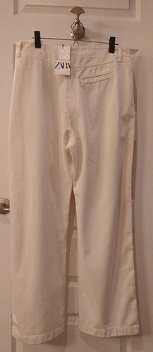 NWT Zara Women's The Barrel Fit Trousers Full Length Pants Off White Size L 9663 - Picture 4 of 6
