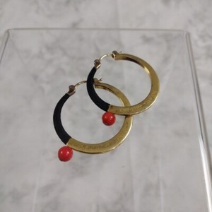 Authentic Beautiful Vintage Gold Plated Emporio Armani Coral Black Thread Hoop Earrings