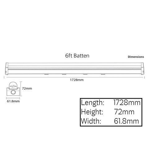 LED Batten Fitting Linear Commercial Light 6FT 38/65 Watt [Emergency Available] - Afbeelding 9 van 11