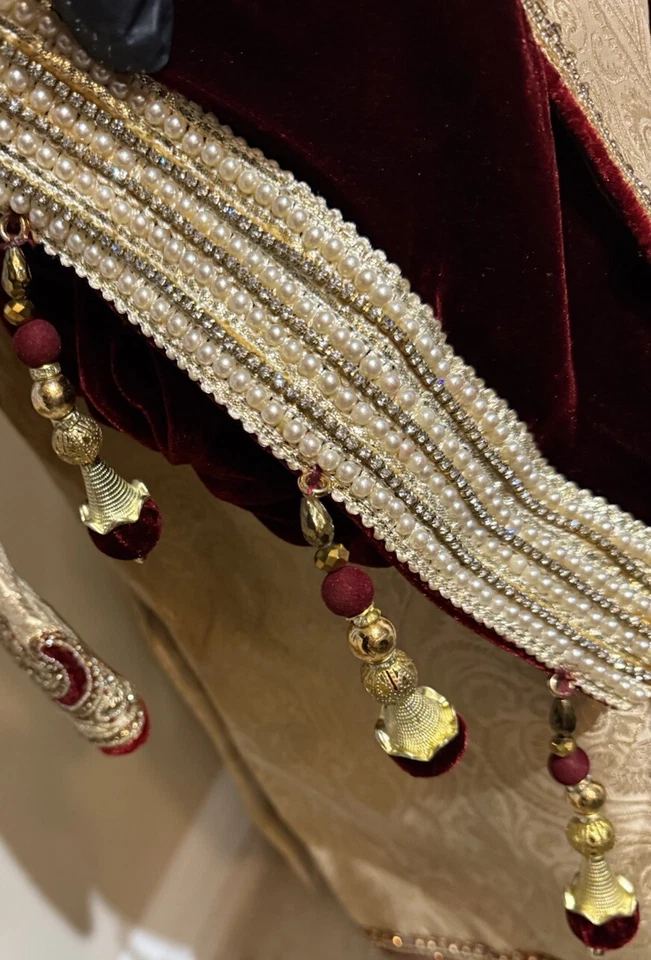 Manish Creation 新郎套装传统民族 Sherwani 真丝手工缝制尺寸 42 — 第 3/4 张图片