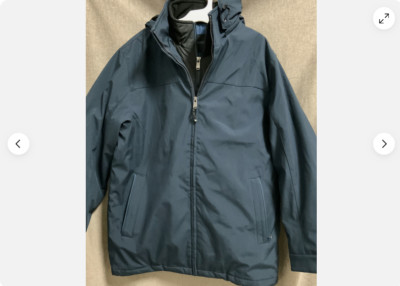 WEATHERPROOF MEN'S STRETCH TECH ZIP FRONT HOODED JACKET (BLUE XXL )NWT