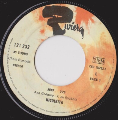 NICOLETTA JEFF / THEME DU FILM A LA GUITARE FRENCH 45 SINGLE FRANCOIS DE ROUBAIX
