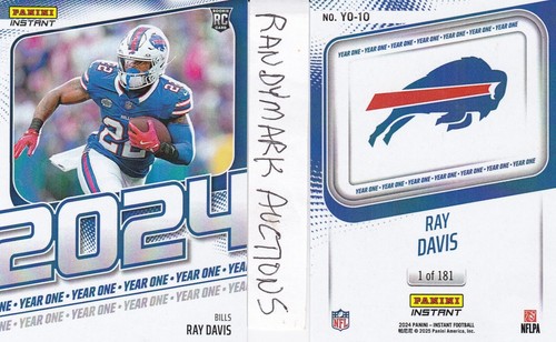 Ray Davis BUFFALO BILLS 2024 PANINI INSTANT YEAR ONE YO-10 x/181 RC