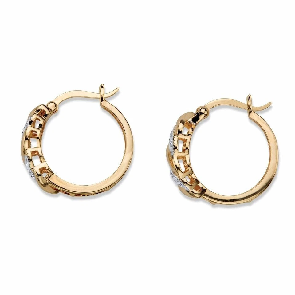 14K Yellow Gold Finish 2Ct Round Cut Lab Created Diamond Solitaire Hoop Earring - Image 3 of 3