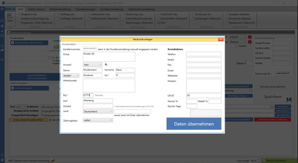Meine Faktura Rechnungsprogramm Rechnungssoftware mit E-Rechnung 365 - Bild 2 von 4