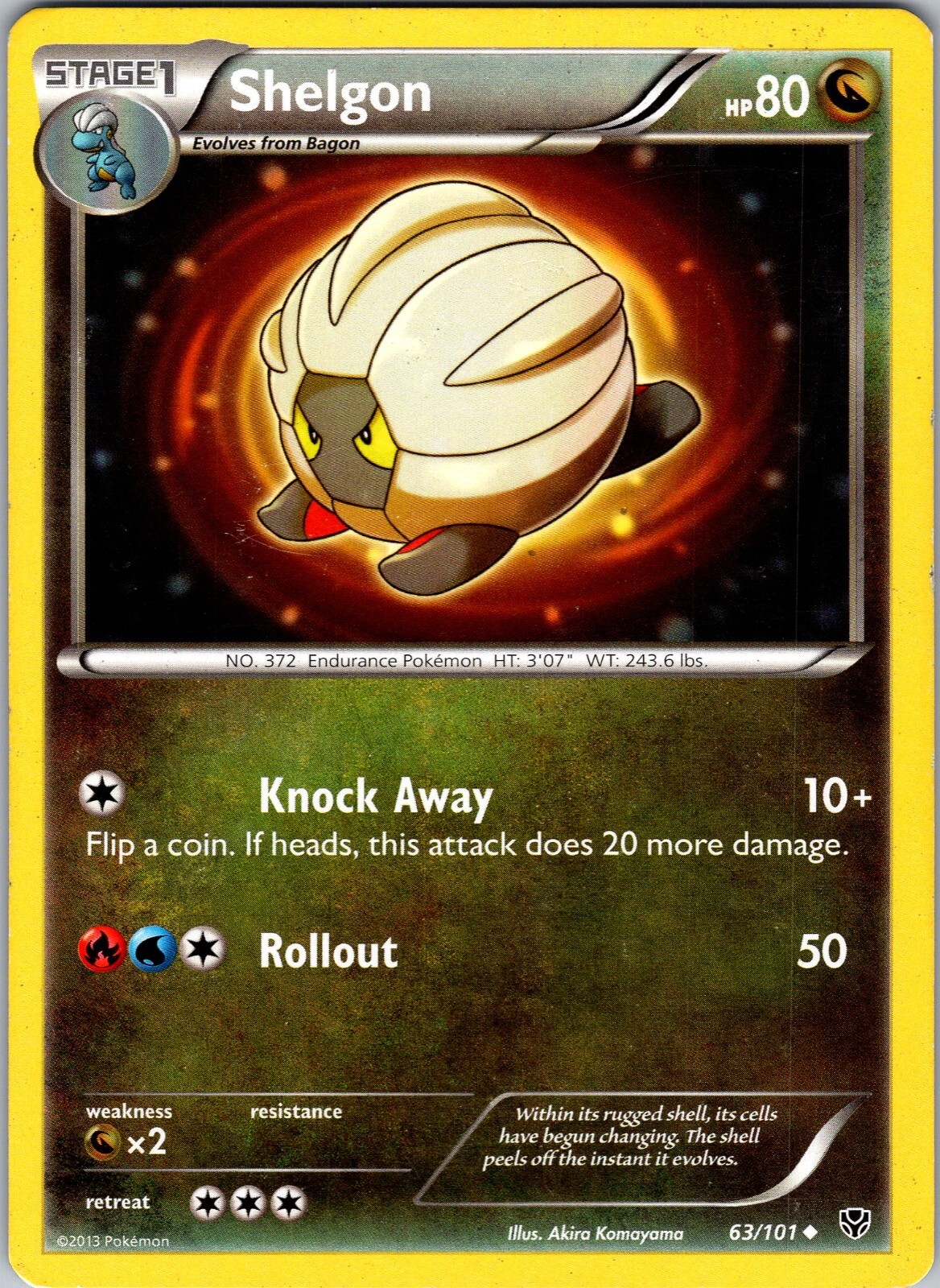 Pokemon TCG Shelgon B&W Plasma Blast 63/101 Regular Uncommon Card Played LP