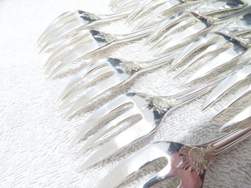 Vintage French silver-plated 12 pastry cake forks Christofle Marly 15,9cm bis - Picture 10 of 10