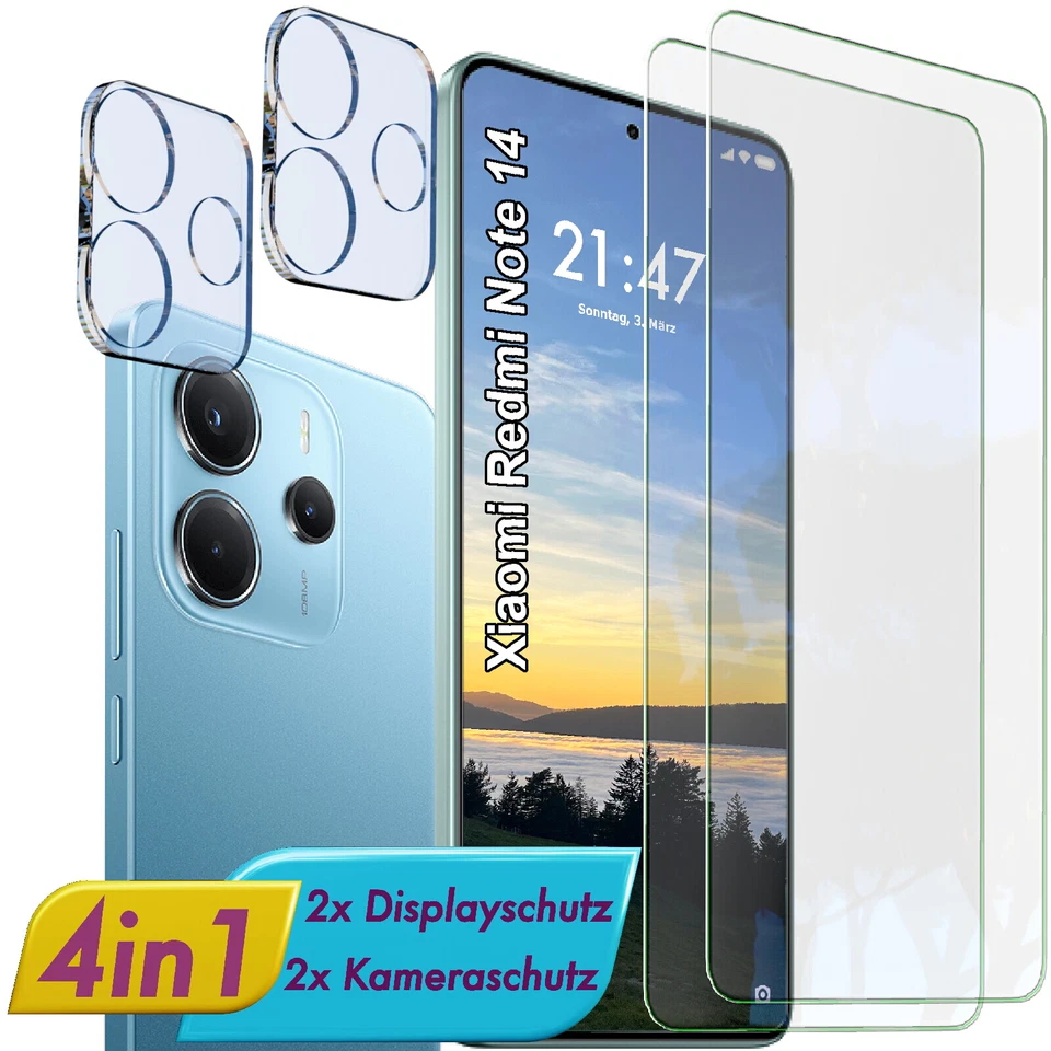 EGEDI Für Redmi Note 14 DISPLAY&KAMERA Schutzglas Panzerfolie Linsen Glas Schutz Folie