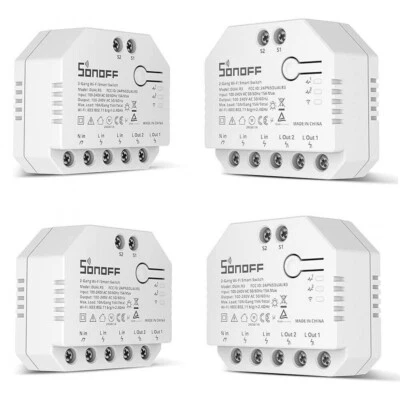 4PZ Sonoff WIFI GOOGLE ALEXIA Dual R3 Domotica 2 Canali Controllo VOCALE Consumi
