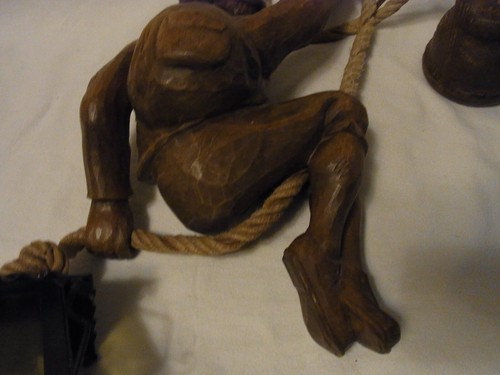 Smily Mountain Climber Lamp Hand Carved Wood Vintage German #UEBN - Picture 10 of 12