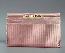 Vintage Yamani Leather Burgundy Coin Purse, Credit Card, Billfold Wallet