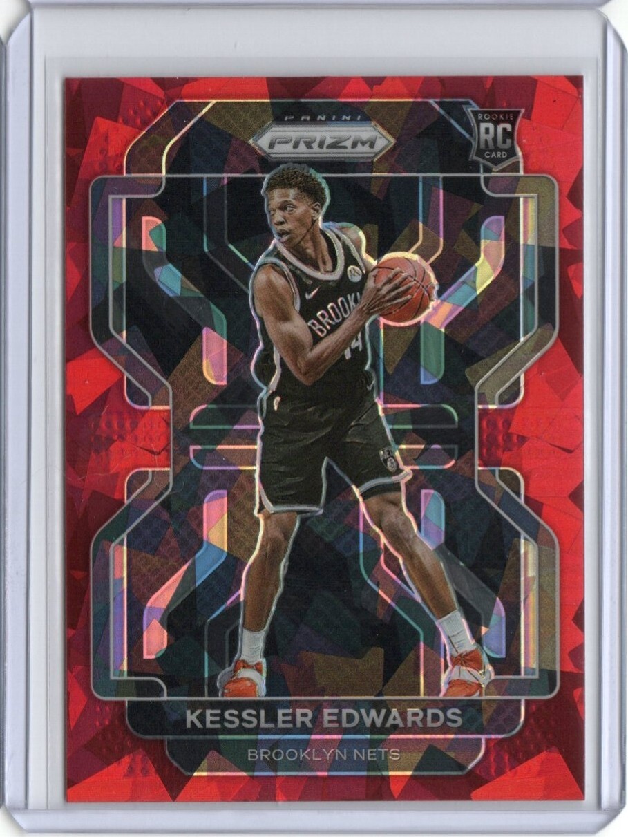 2021-22 Panini Prizm Kessler Edwards Red Ice Prizm RC #284 - Brooklyn Nets
