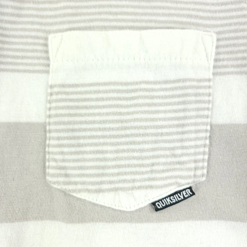 Quicksilver рубашка-поло для мальчиков большой 16 белый синий серый полоски серфинга открытый - Изображение 3 из 4