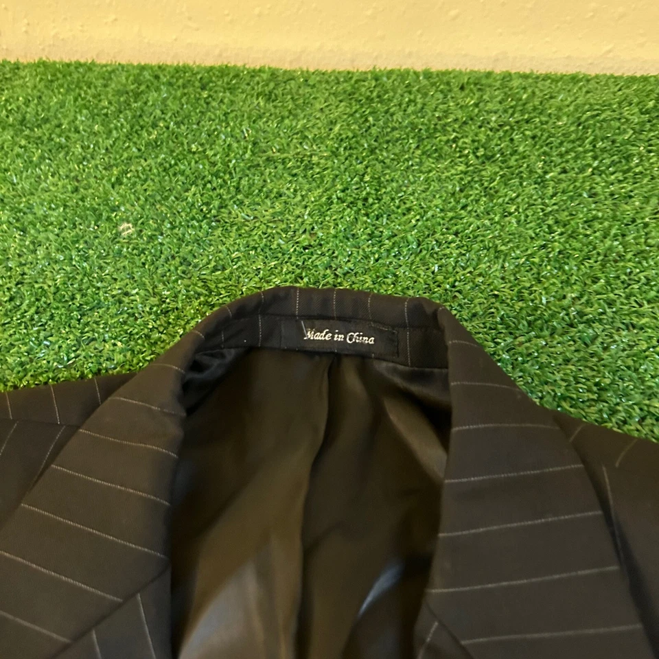 Chaps Pinstripe Blazer Business Suit Jacket Formal Career Wear Black Mens 40R - Image 2 of 4