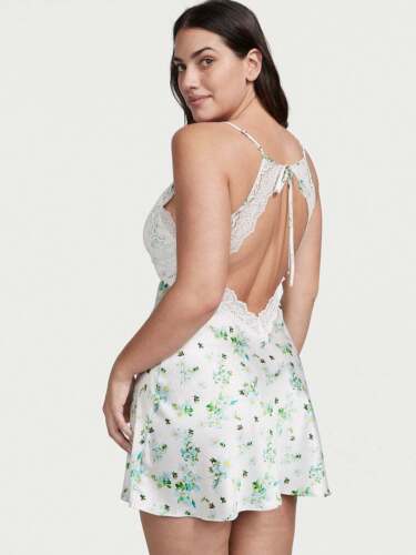 VICTORIA'S SECRET Satin Stretch XS/ S Slip Dress White Floral or Purple NWT Pick - Picture 5 of 9