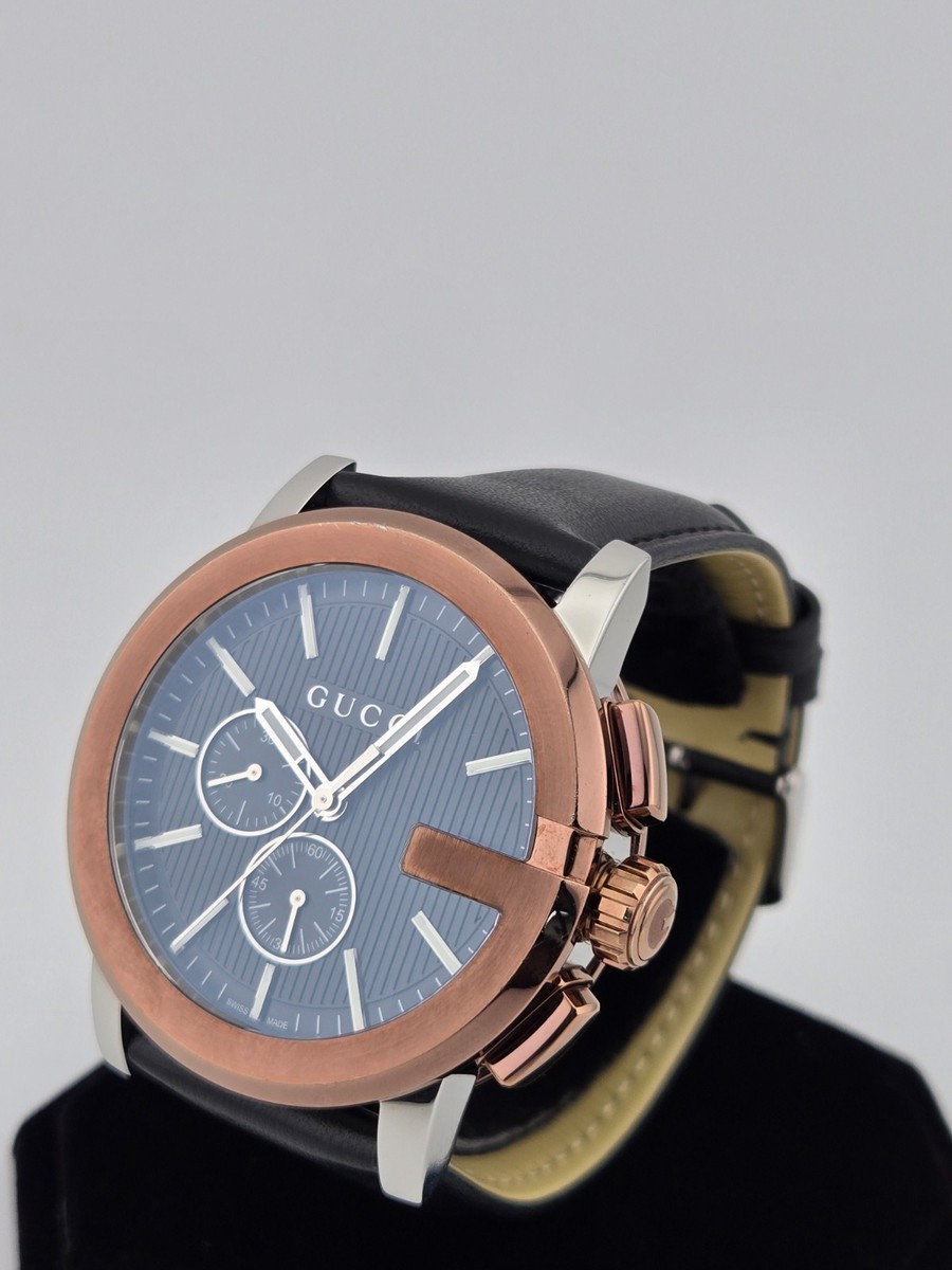Gucci G-Chrono XL Men's Black Dial Black Leather Strap Watch