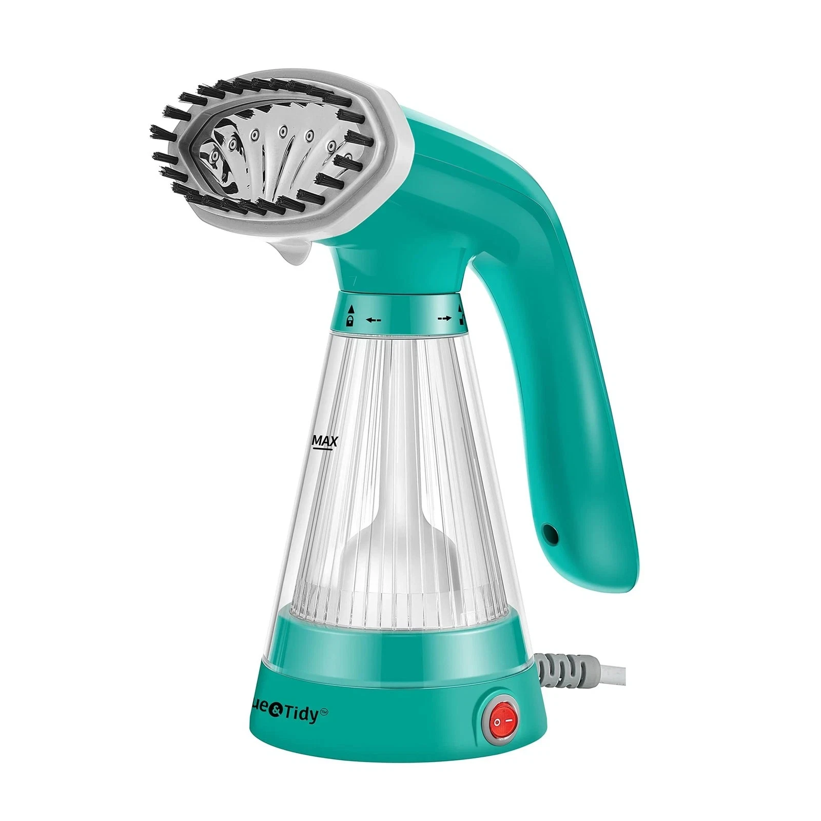 True & Tidy Steam Hand Held Steamer w/ Stainless Steel Nozzle, Fabric Brush Teal