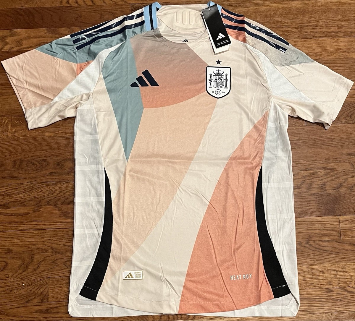 adidas Spain National Team Soccer Jersey 2XL Beige Peach Blue