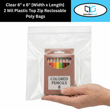 1000 Clear 2 Mil Reclosable Plastic Top Seal Poly Bags 6" x 6" Jewelry Baggies