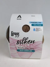 1 Pair L’eggs Silken Mist Silky Sheer Leg Tights Control Top, Size A Nude