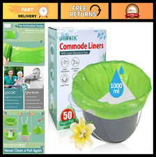Disposable Commode Liners 50 Pack - Super Absorbent Bags for Bedside Toilet Chai
