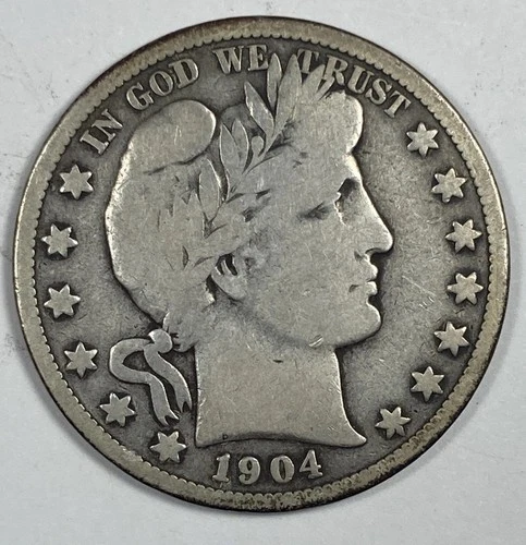 1904-S Barber Half .50. Above Average Very Good.