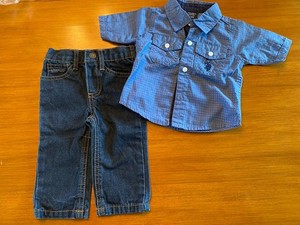 Baby Boy 3-6 Mo U.S. Polo Assn Denim Jeans & Shirt Adorable! EUC