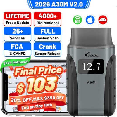 XTOOL A30M V2.0 Wireless Bidirectional OBD2 Scanner Full System Diagnostic Tool