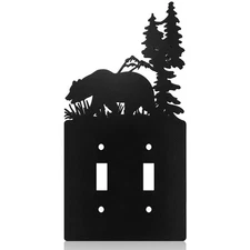 Lothee Metal Bear Switch Cover Moose Tree Mountain Elk Black Light Plate Fore...