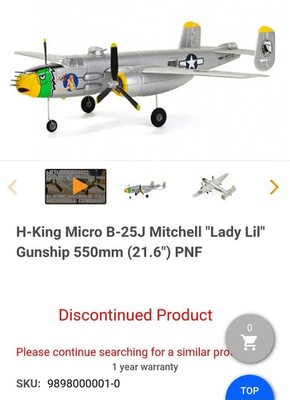 New H-King Micro B-25J Mitchell Gunship SKU: 9898000001-0 Eflite Fms Dynam