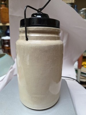 Sherwood Stoneware Fruit Jar. Quart. Complete. Mint