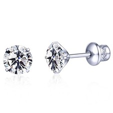 G23 Titanium CZ Stud Earrings, Hypoallergenic F136 Implant Grade Titanium Screw