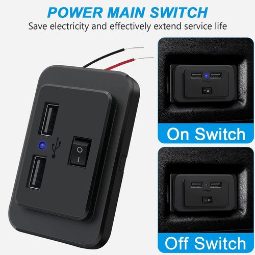 4.8A Podwójne gniazdo ładowarki samochodowej USB z przełącznikiem i diodą LED, 12V / 24V ładowanie USB... - Zdjęcie 4 z 9