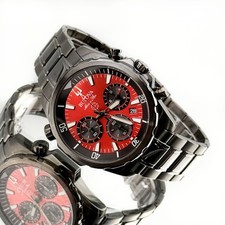 Bulova Marine Star 98B350 Men's Quartz Chronograph Red Dial Gray Steel Watch