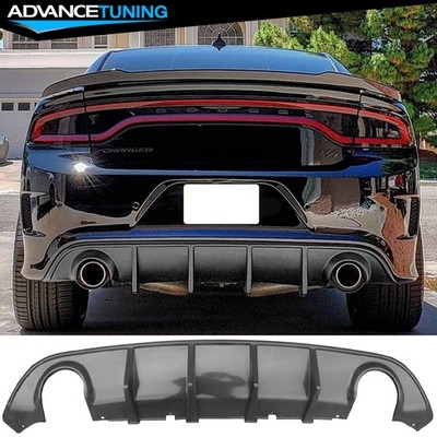 Fits 15-23 Dodge Charger SRT V3 Style Unpainted Rear Bumper Lip Diffuser - PP