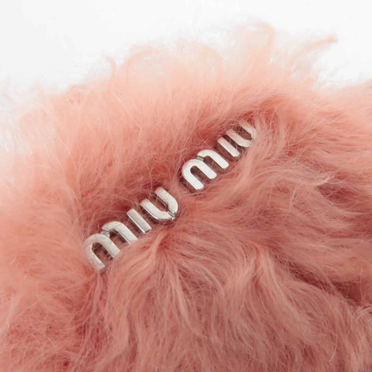 MIU MIU Fur Small Round Pouch Pink Silver HDW Authentic | eBay