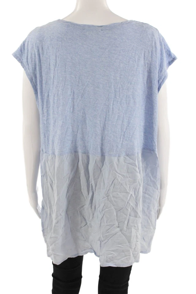 Túnica Vince Camuto feminina manga curta azul claro algodão tamanho XL - Imagem 3 de 4